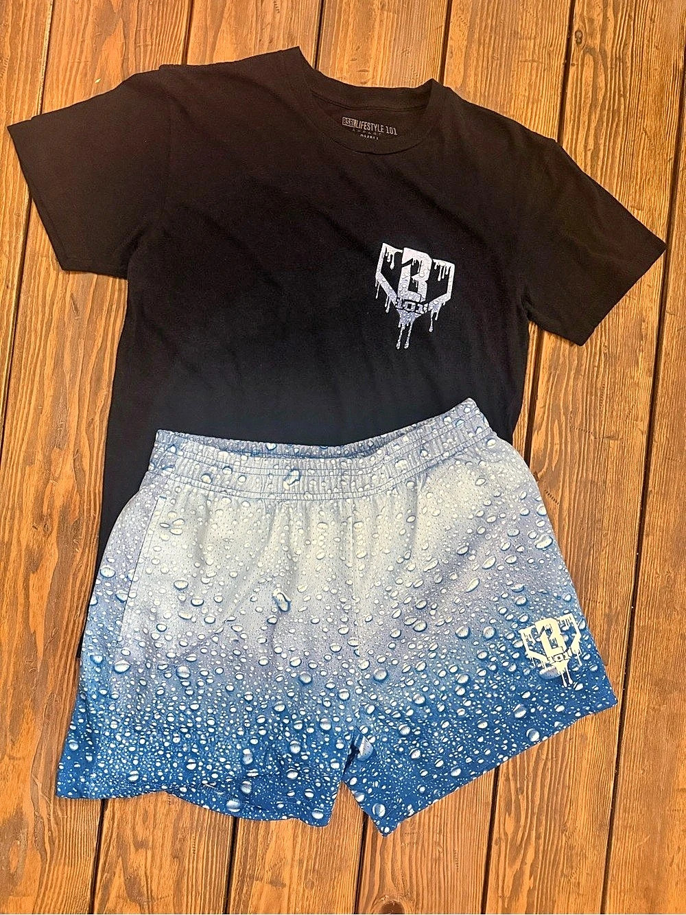 Baseball Lifestyle 101 Rain Delay Graphic Tee & Shorts Set Size Mens Small